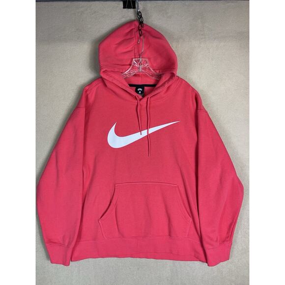 Nike Hoodie Adult Extra Large Red Big Swoosh‎ Logo Pullover Sweater Mens - Picture 1 of 12